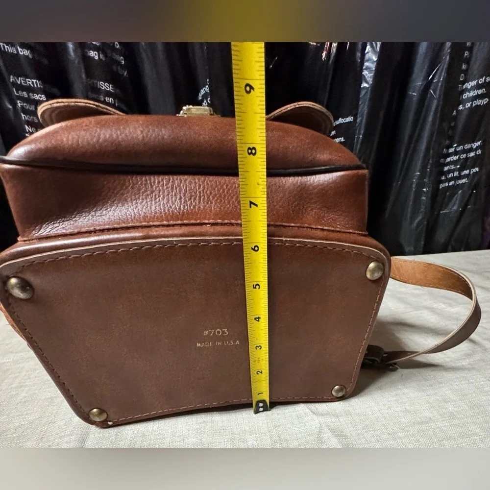 Vintage Leather Camera Bag Case Brown Brass Strap Pocket USA 703 10 x 8 x 6 Inch